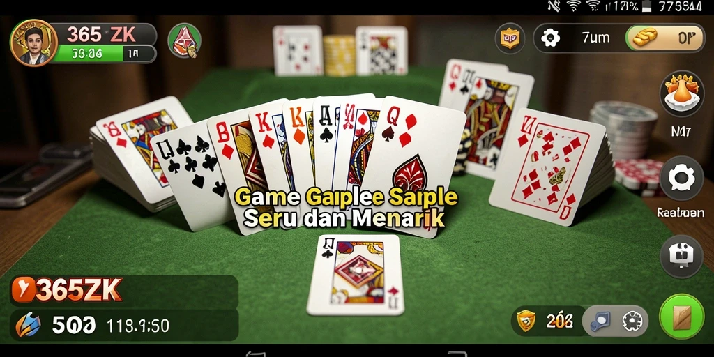 Tampilan gameplay seru dalam 365ZK yang menampilkan permainan Gaple.