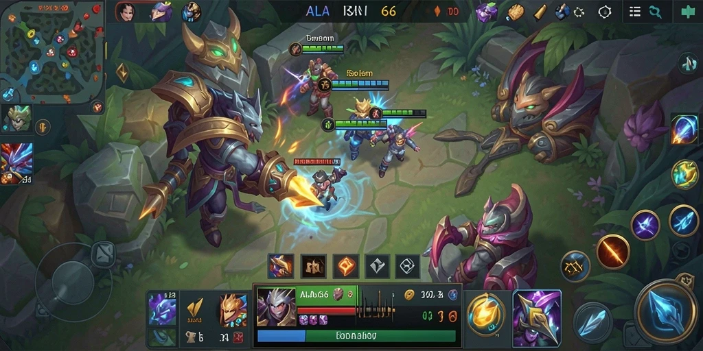Tampilan gameplay seru di <strong>ALADIN66</strong> dengan tim bertarung di arena.