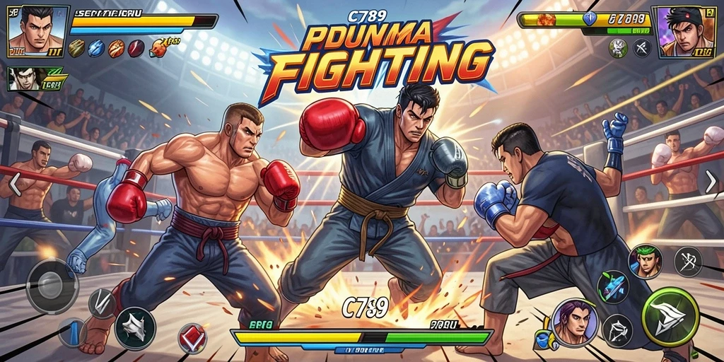 Tampilan gameplay <strong>C789</strong> yang mendebarkan dengan karakter bertarung.