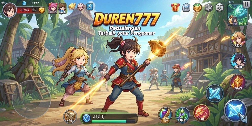 Tampilan utama gameplay DUREN777 yang memikat dan penuh warna.