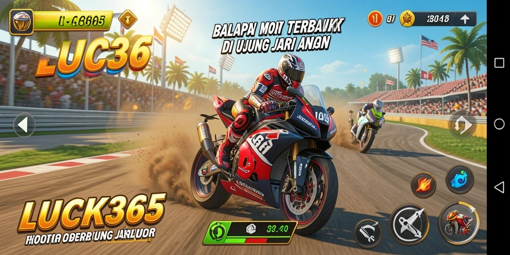 Gameplay mendebarkan dengan balapan motor yang seru.