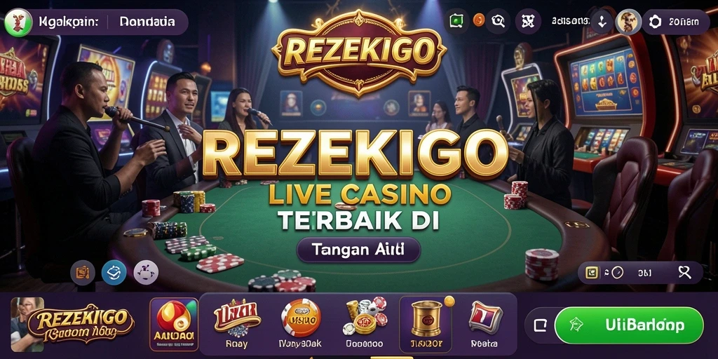 Screenshot gameplay <strong>REZEKIGO</strong> menampilkan dealer langsung dan suasana kasino yang seru.