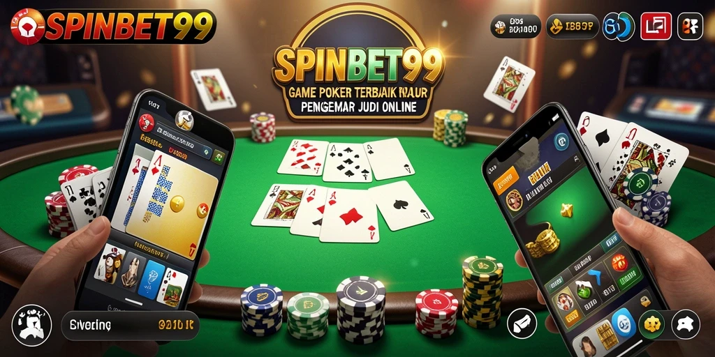 Screenshot menunjukkan aksi seru di meja Poker SPINBET99.