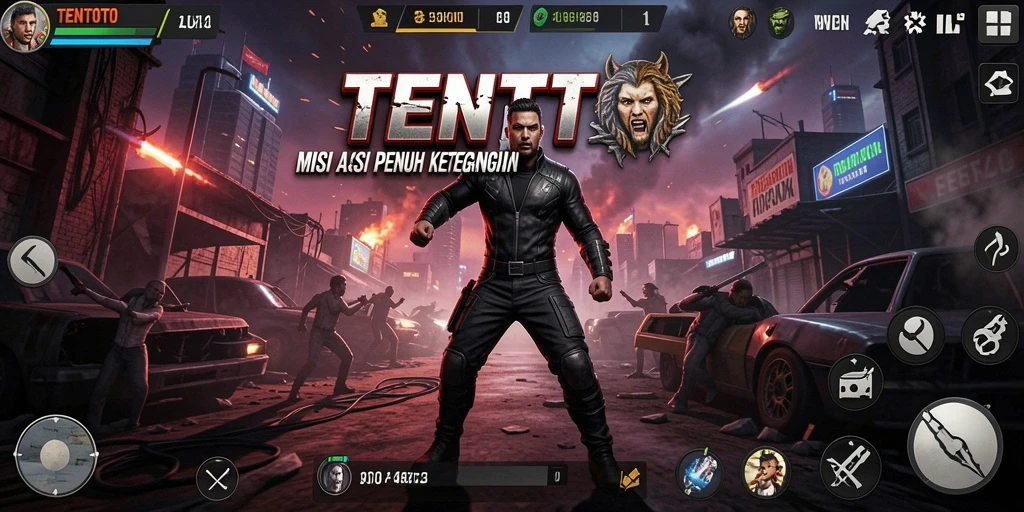 Tangkapan layar gameplay TENTOTO menampilkan karakter dalam pertempuran sengit.